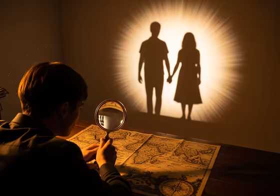 A person's shadow shows the transformation from searching for God to having a relationship with Him.